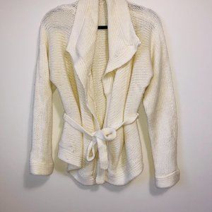 The Limited Long Sleeve White Wrap Sweater